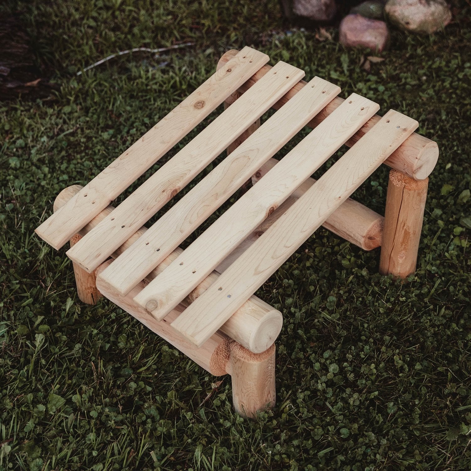 Rustic Northern White Cedar Log Slanted Ottoman – Outdoor – USA Made