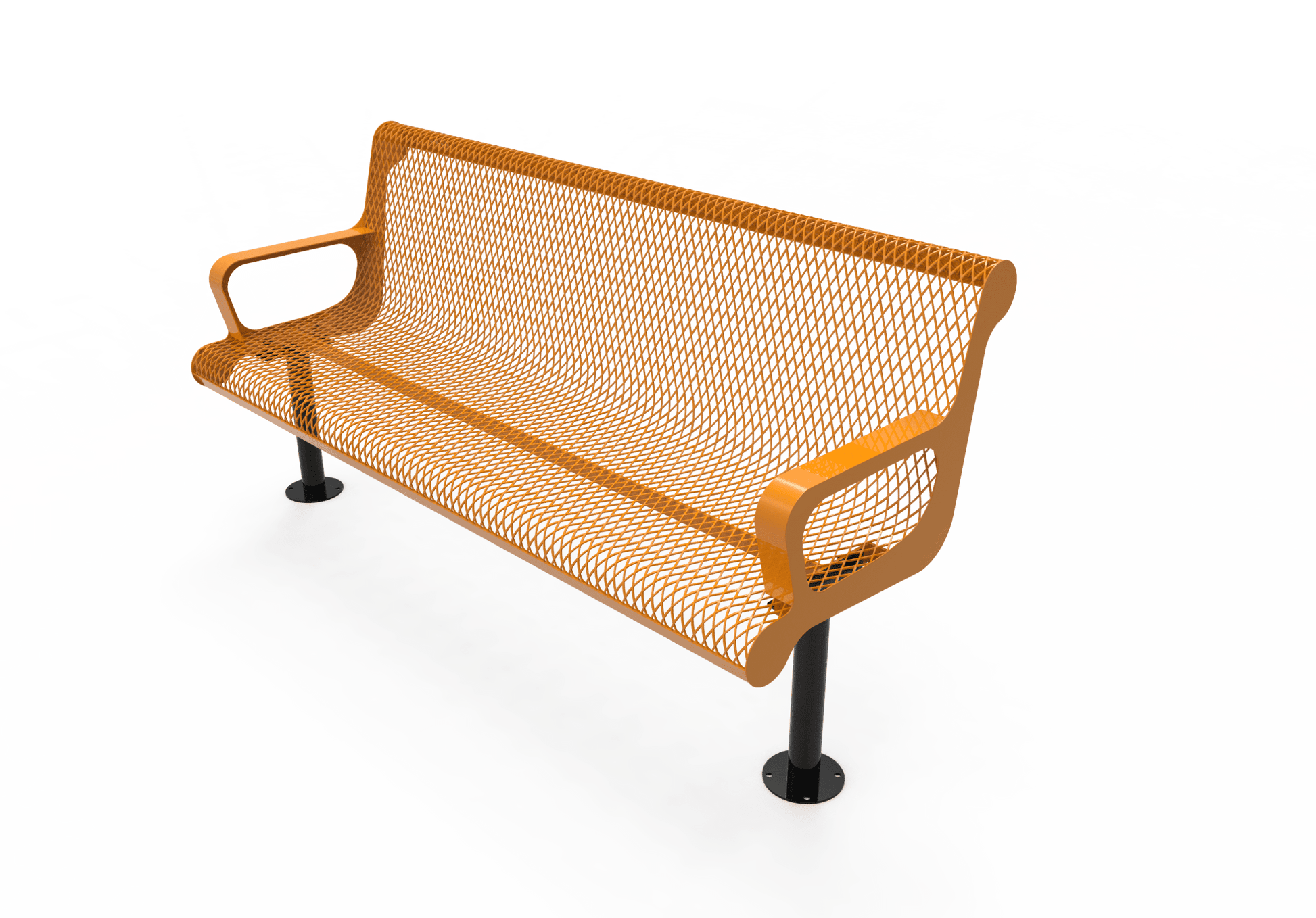 Commercial Contoured Park Bench with Armrests – Expanded Metal, Thermoplastic Coated