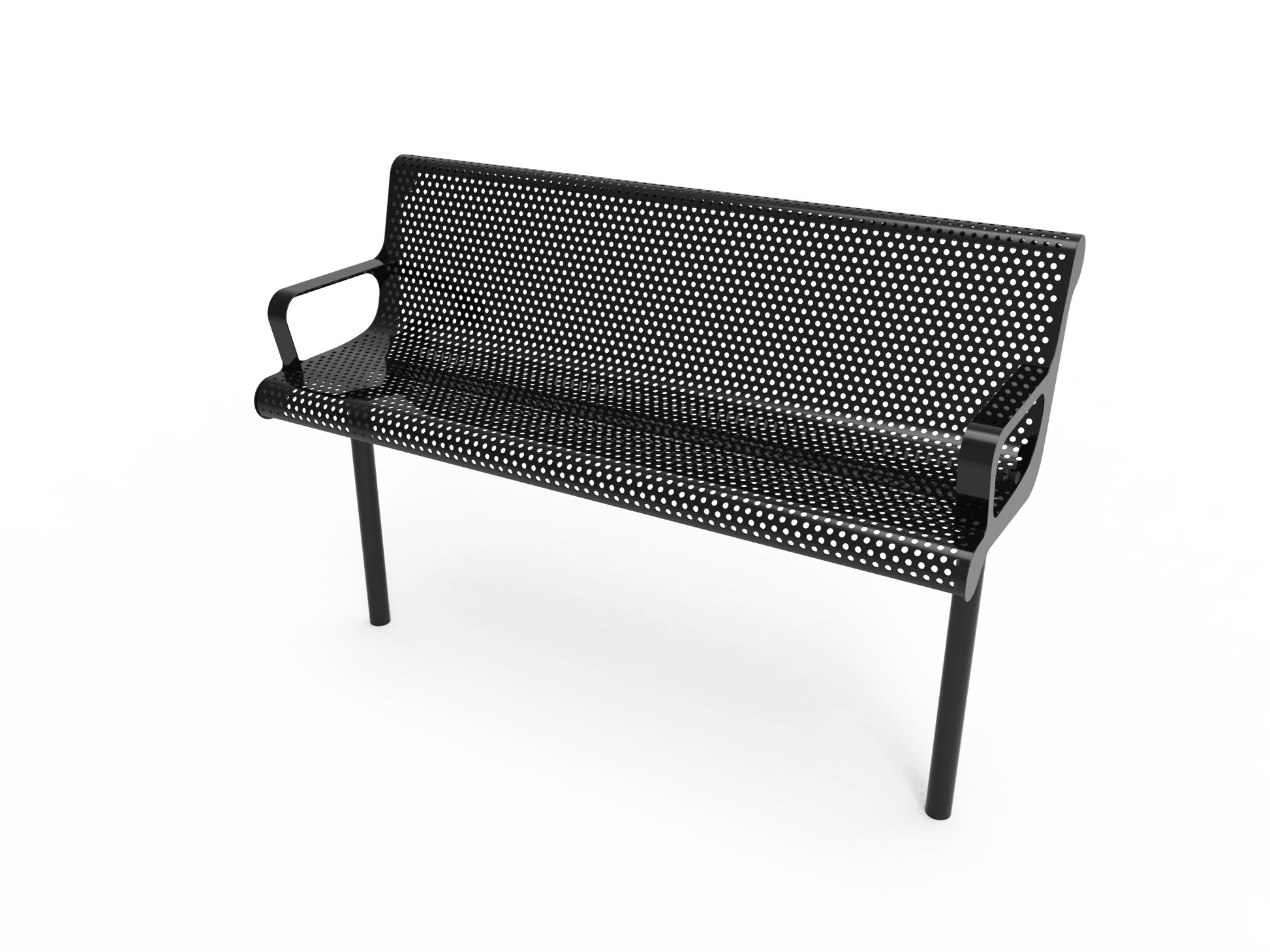 Commercial Contoured Park Bench with Armrests – Expanded Metal, Thermoplastic Coated