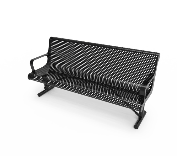 Commercial Contoured Park Bench with Armrests – Expanded Metal, Thermoplastic Coated