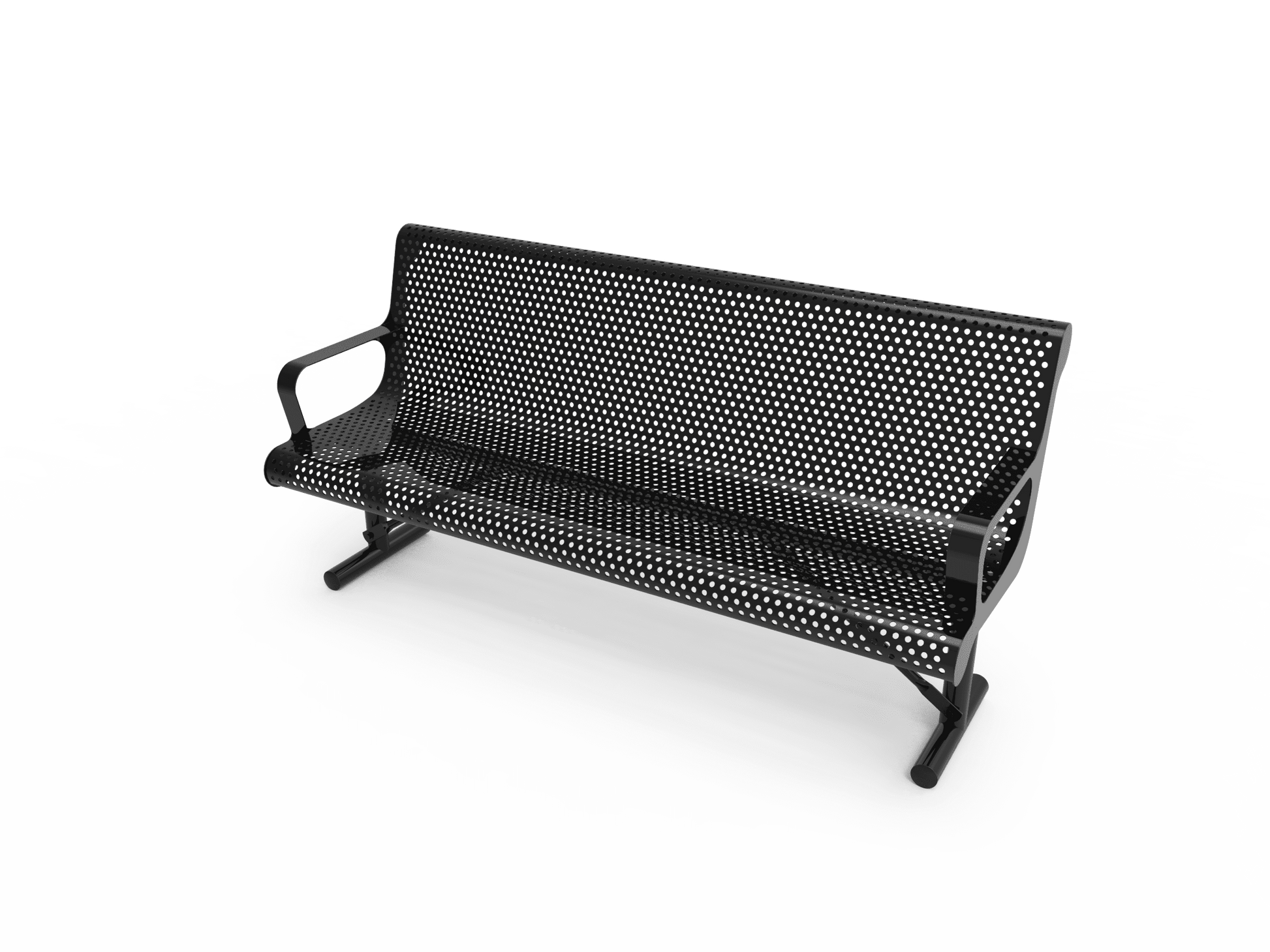 Commercial Contoured Park Bench with Armrests – Expanded Metal, Thermoplastic Coated