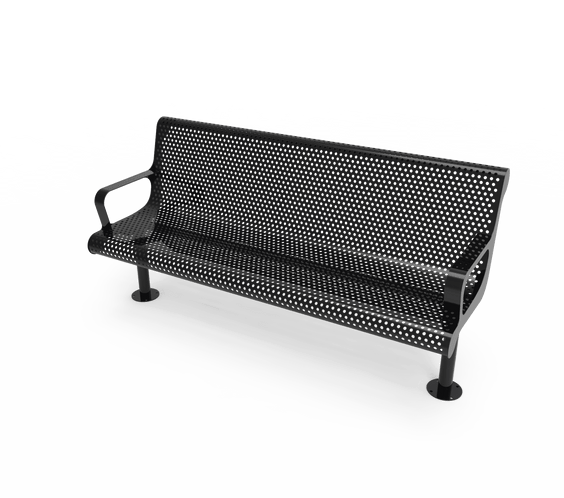 Commercial Contoured Park Bench with Armrests – Expanded Metal, Thermoplastic Coated