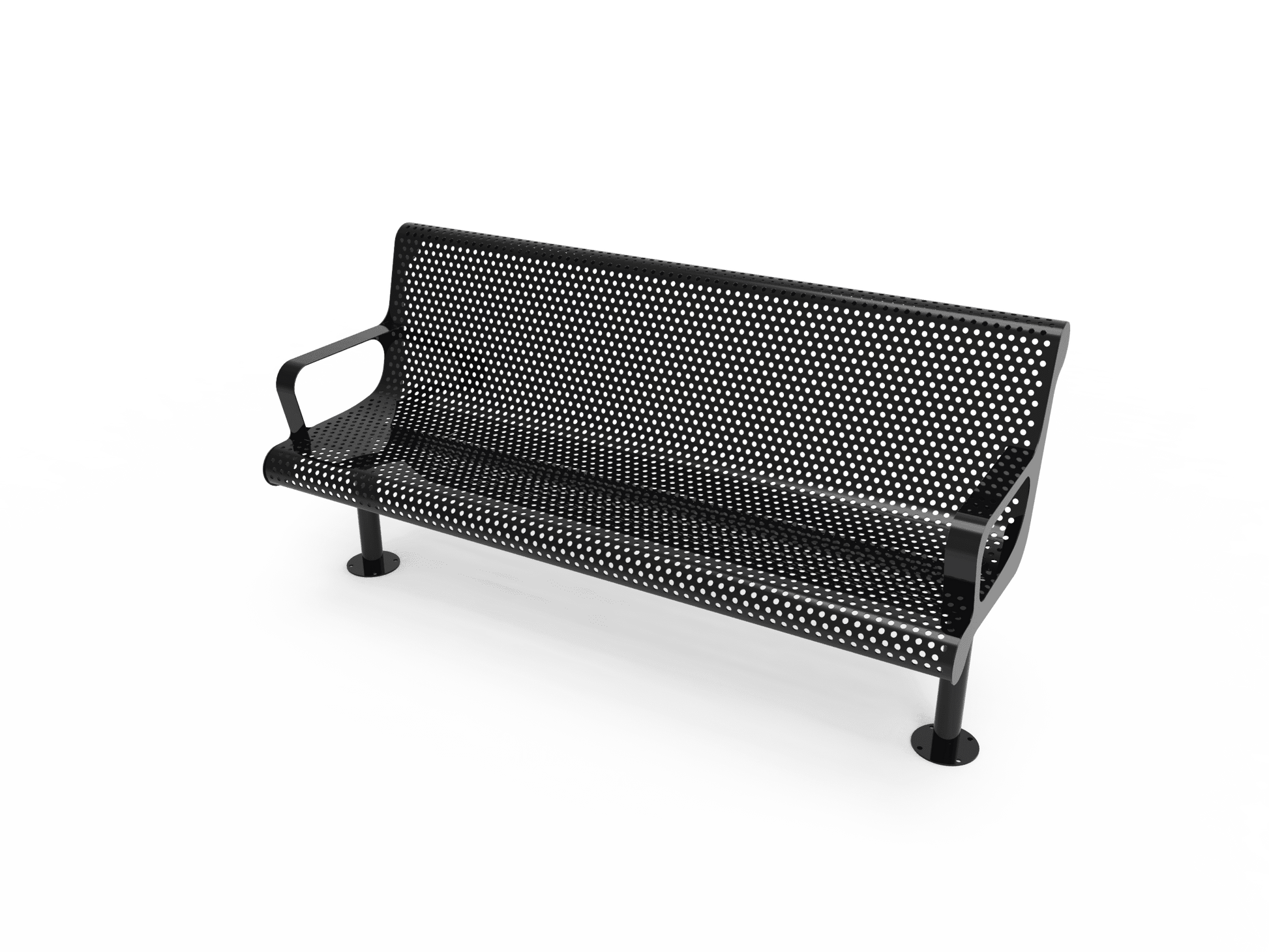 Commercial Contoured Park Bench with Armrests – Expanded Metal, Thermoplastic Coated