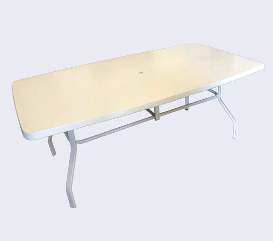 Beach Club 42x72in Rectangular Fiberglass Commercial Pool Patio Table – Aluminum Frame