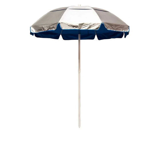 Quick Ship Solar Reflective 6 Foot Hexagon Fiberglass Beach Umbrella – UV Coated Silver Canopy