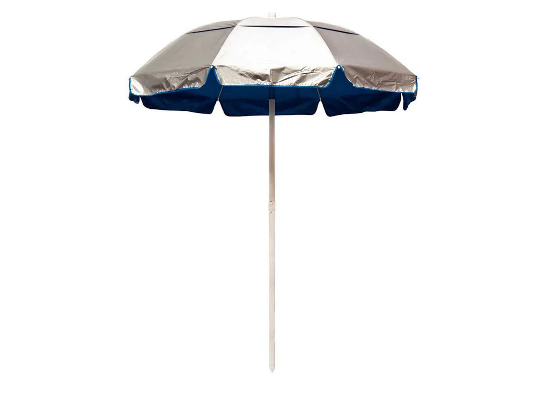 Quick Ship Solar Reflective 6 Foot Hexagon Fiberglass Beach Umbrella – UV Coated Silver Canopy