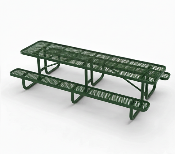 Outdoorsiness Quick Ship Commercial 10ft Rectangular Picnic Table – Thermoplastic Expanded Metal, UL Certified