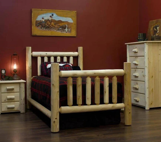 Cedar Log Low Post DOUBLE Bed