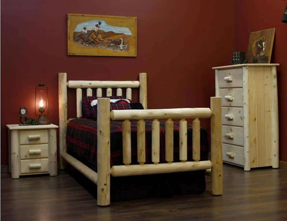 Cedar Log Low Post DOUBLE Bed