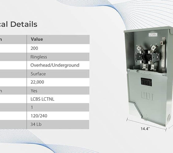 R281CB1 - 200 AMP Metered Service Entrance - Ringless - Surface Mount Box