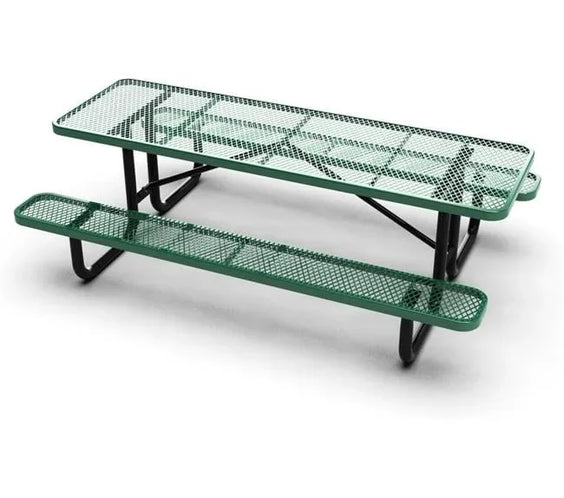 Outdoorsiness Quick Ship Commercial 8ft Rectangular Picnic Table – Thermoplastic Expanded Metal, UL Certified