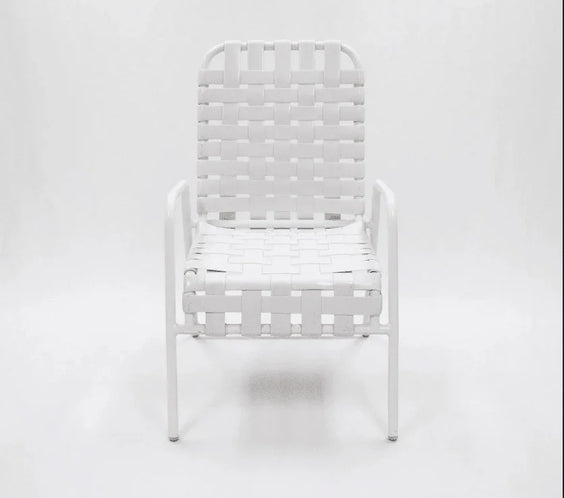 Cross Weave Vinyl Strap Commercial Pool Side Dining Chair