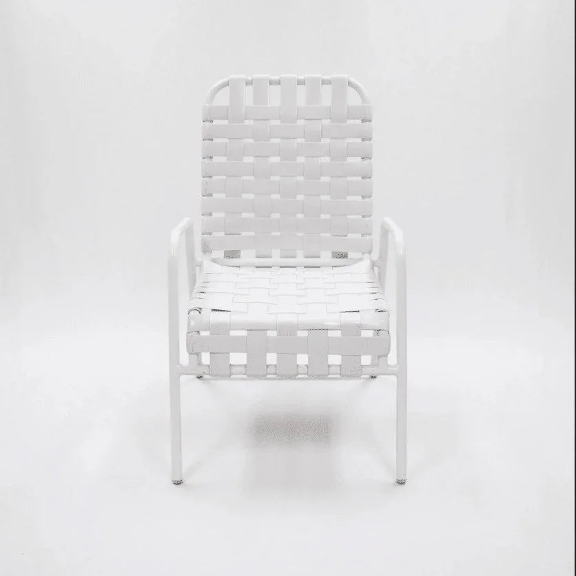Cross Weave Vinyl Strap Commercial Pool Side Dining Chair