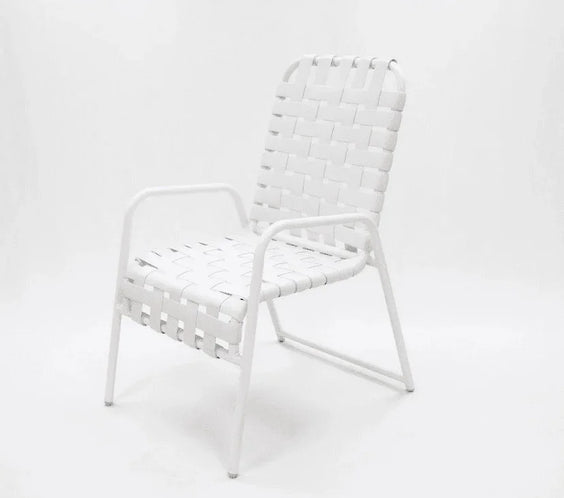 Cross Weave Vinyl Strap Commercial Pool Side Dining Chair