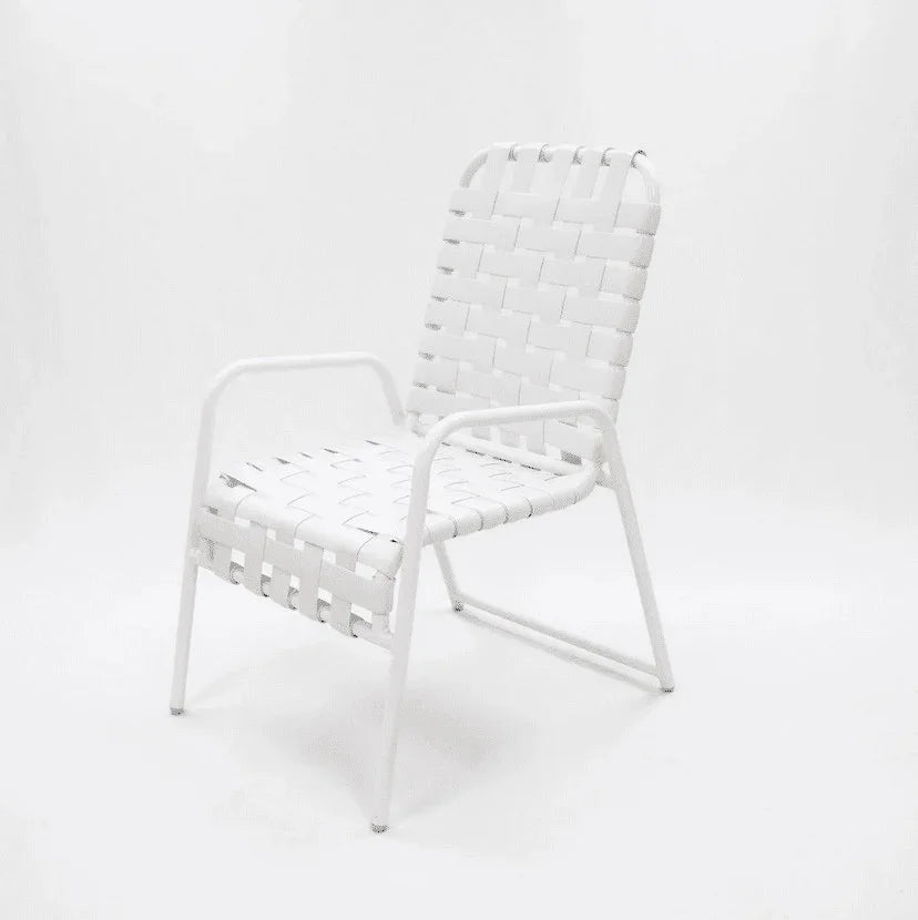 Cross Weave Vinyl Strap Commercial Pool Side Dining Chair