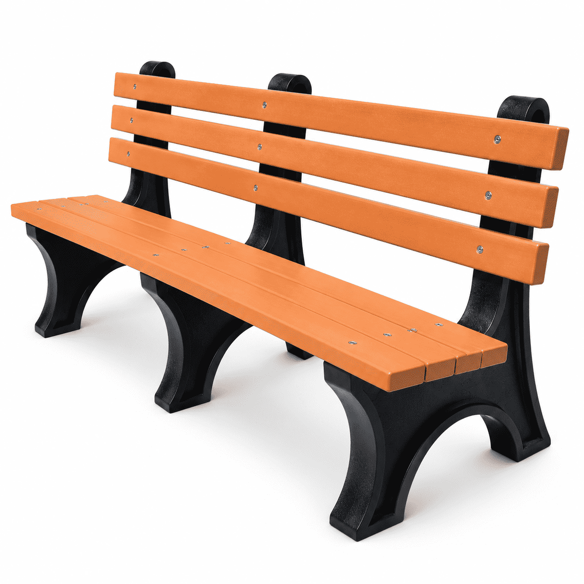 Commercial 6ft Recycled Plastic Bench with Back – 100% HDPE, Heavy-Duty Frame