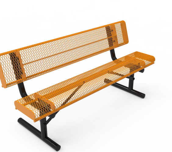 Commercial Park Bench with Rolled Edges and Back