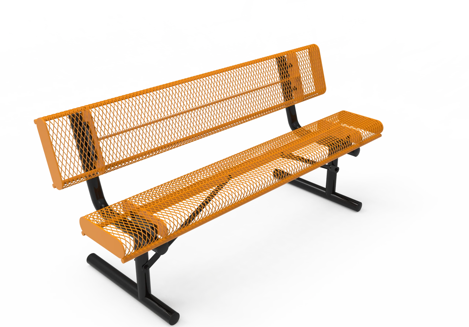 Commercial Park Bench with Rolled Edges and Back