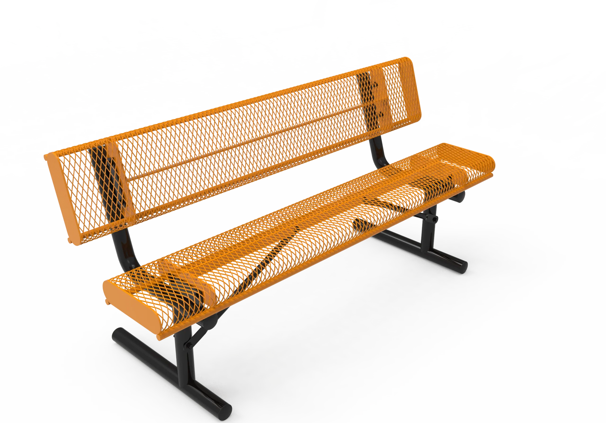 Commercial Park Bench with Rolled Edges and Back