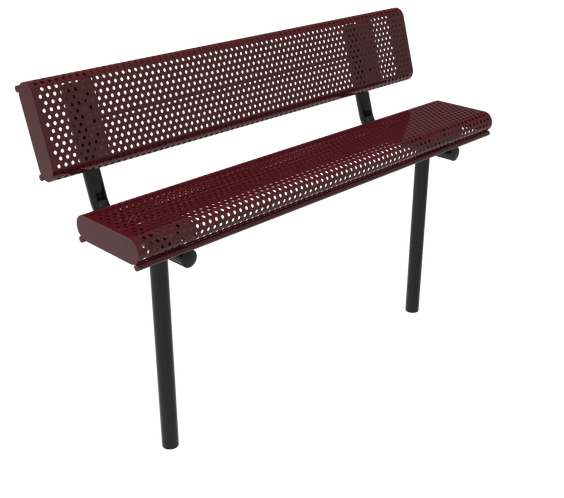 Commercial Park Bench with Rolled Edges and Back