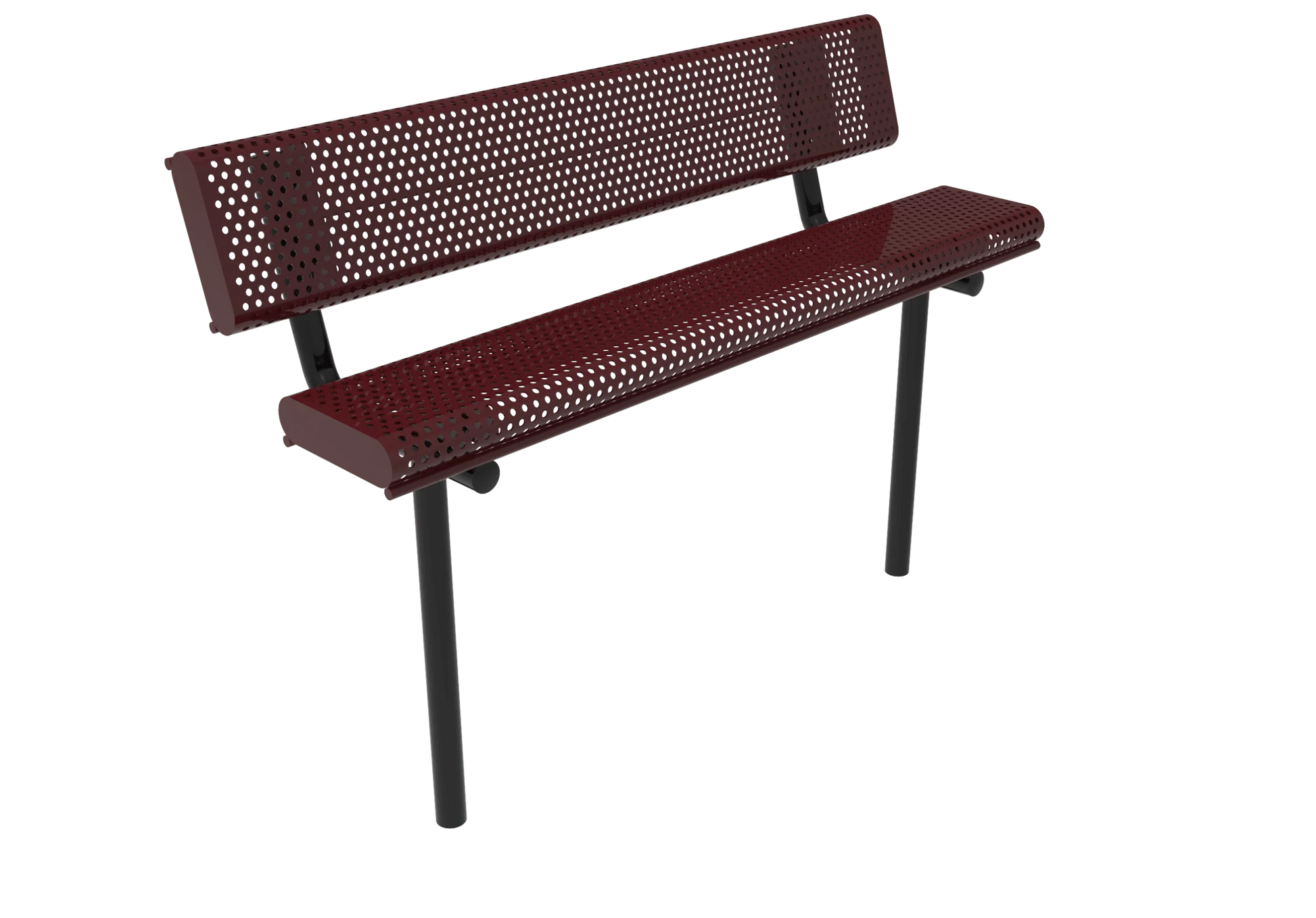 Commercial Park Bench with Rolled Edges and Back