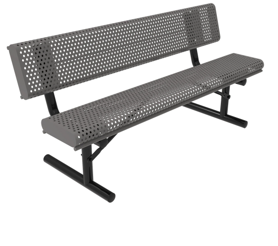 Commercial Park Bench with Rolled Edges and Back