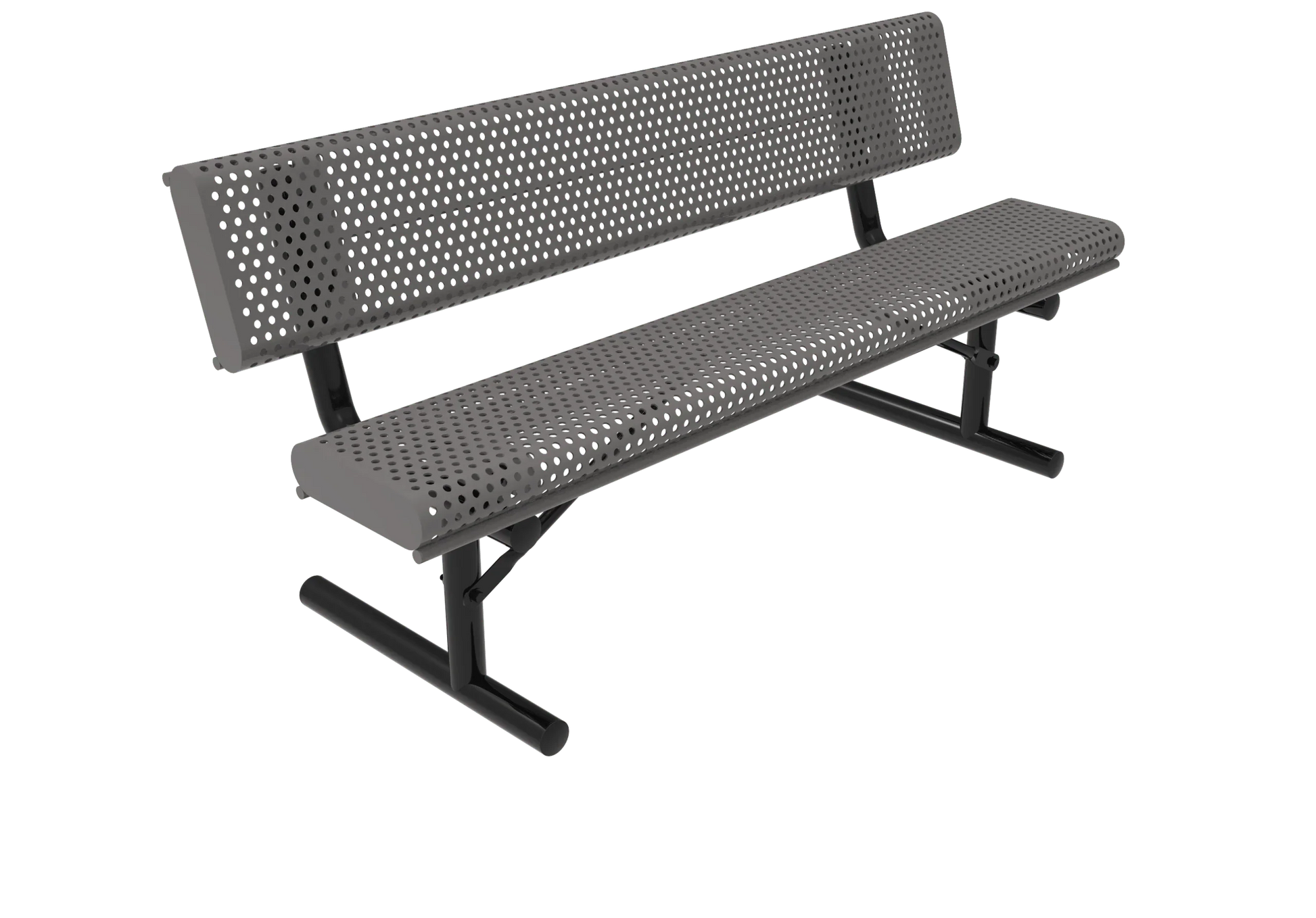 Commercial Park Bench with Rolled Edges and Back