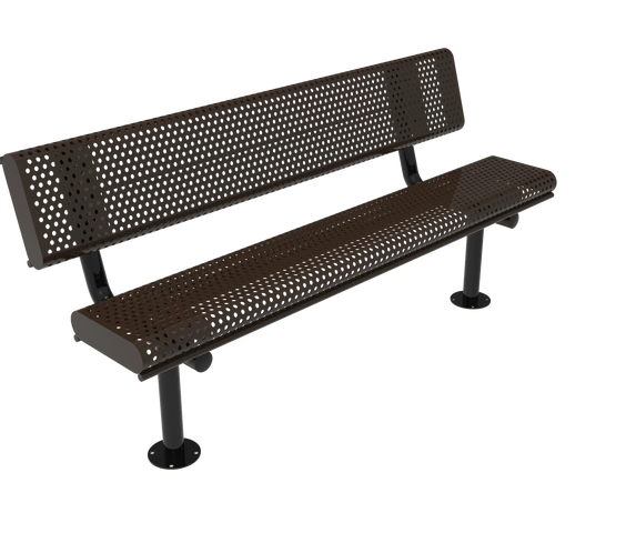 Commercial Park Bench with Rolled Edges and Back