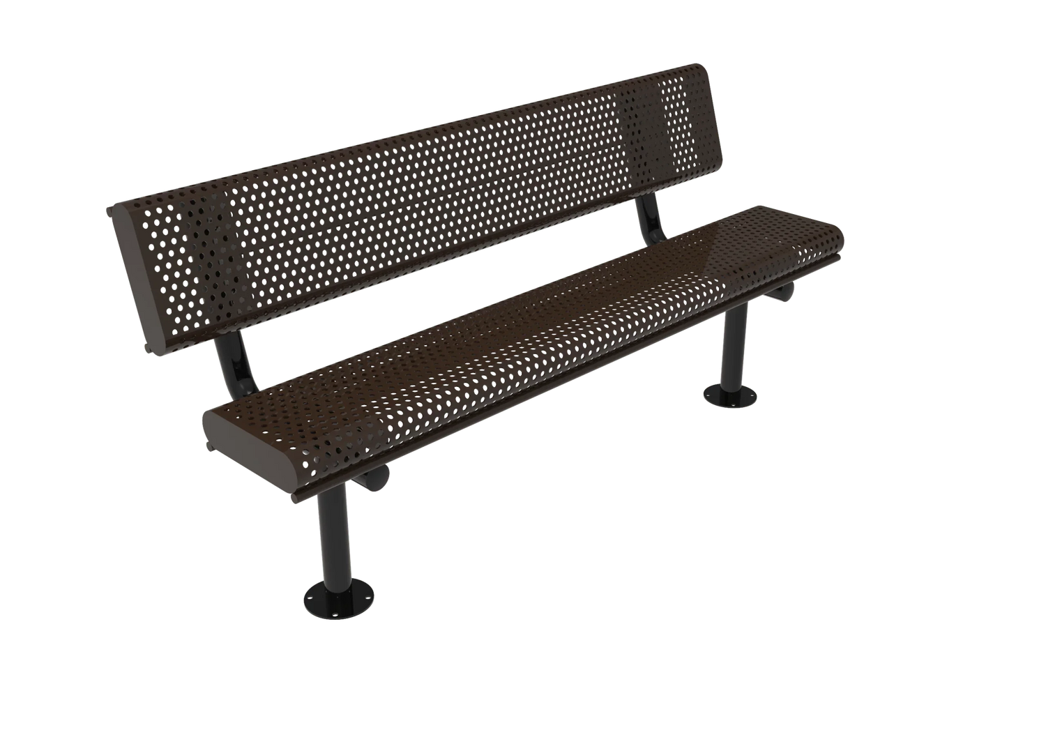 Commercial Park Bench with Rolled Edges and Back