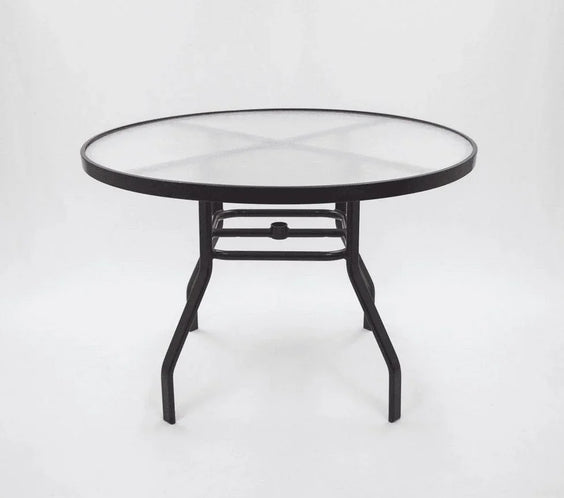 Oasis 42in Round Acrylic Commercial Pool Patio Table – Rectangular Aluminum Tubing