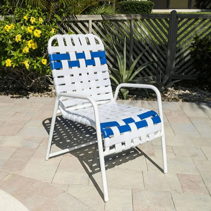 Cross Weave Vinyl Strap Commercial Pool Side Dining Chair