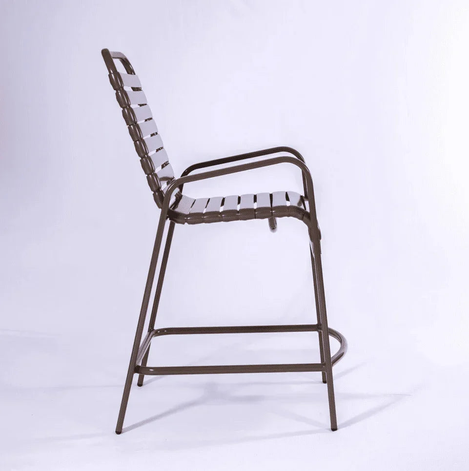 Strap Aluminum Pool Balcony Chair With Arms