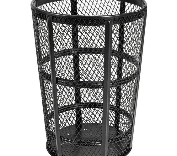48 Gallon Steel Mesh Commercial Outdoor Trash Can – Flat Top Lid, Corrosion Resistant