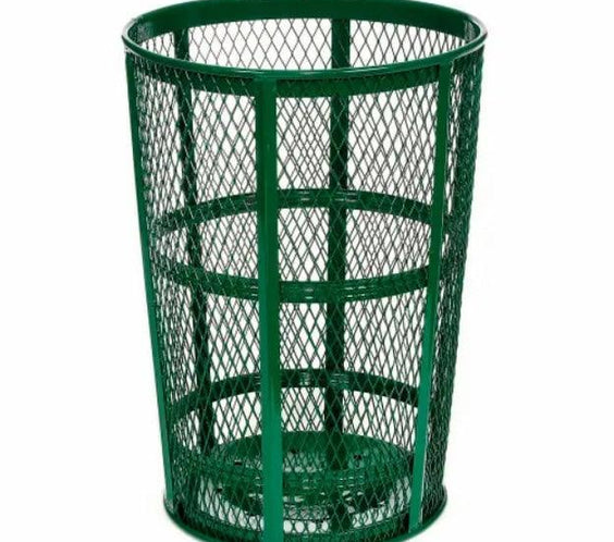 48 Gallon Steel Mesh Commercial Outdoor Trash Can – Plastic Dome Lid, Corrosion Resistant