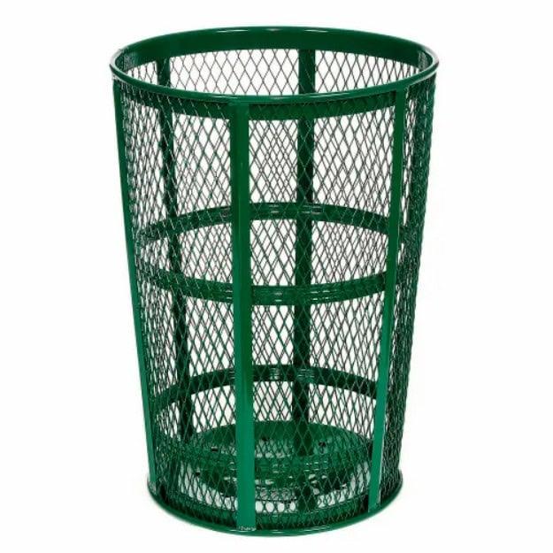 48 Gallon Steel Mesh Commercial Outdoor Trash Can – Flat Top Lid, Corrosion Resistant
