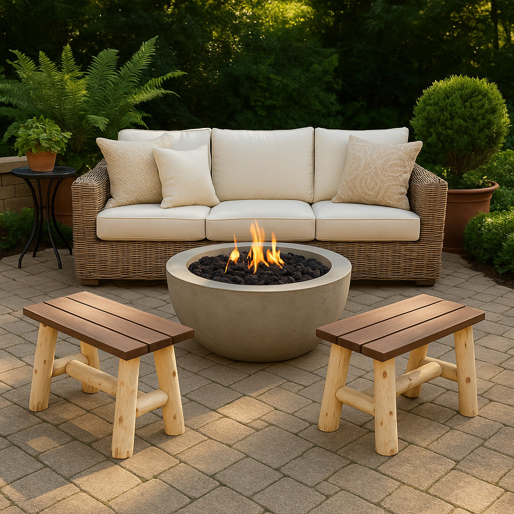 ThermaFusion Cedar Log Patio End Table – Northern White Cedar & Red Oak – USA Made