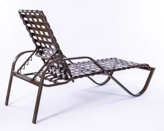 Vinyl Basket Weave Classic Pool Chaise Lounge - 14 in Height with Arm Rests