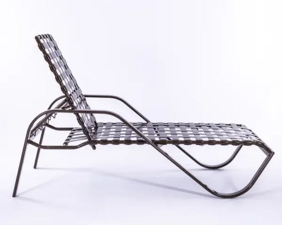 Vinyl Basket Weave Classic Pool Chaise Lounge - 14 in Height with Arm Rests
