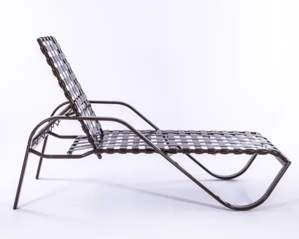 Vinyl Basket Weave Classic Pool Chaise Lounge - 14 in Height with Arm Rests