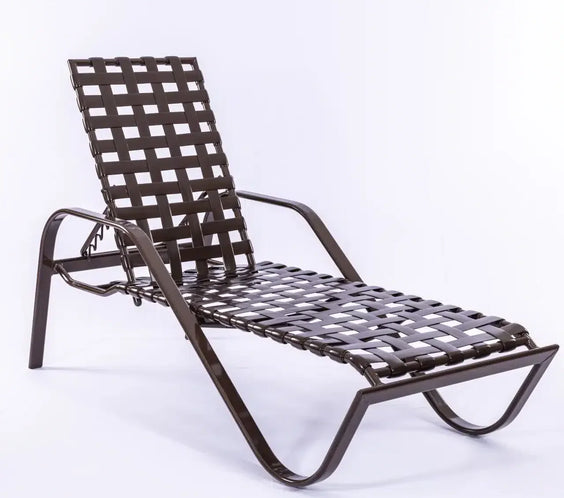 Vinyl Basket Weave Classic Pool Chaise Lounge - 14 in Height with Arm Rests