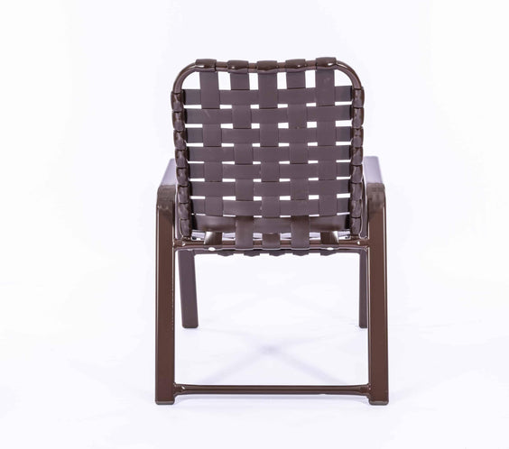 Cross Weave Vinyl Strap Commercial Pool Side Dining Arm Chair