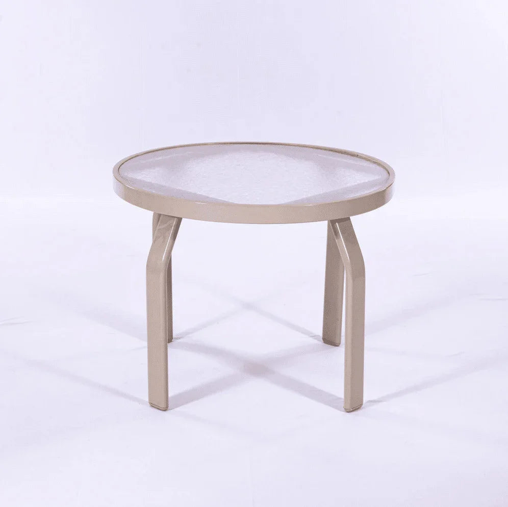 Oasis 24in Round Acrylic Pool Side Table – Round Aluminum Tubing Frame