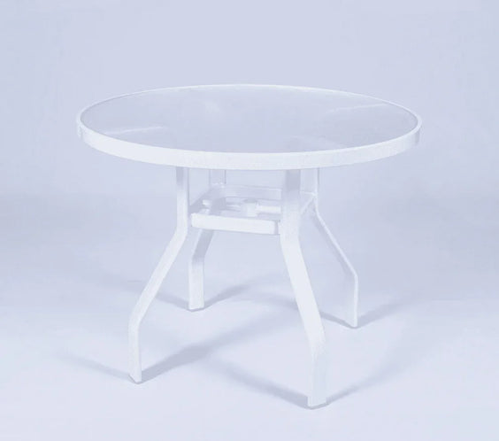 Oasis 36in Round Acrylic Commercial Pool Patio Table – Rectangular Aluminum Tubing