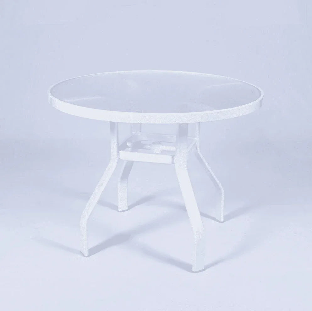 Oasis 36in Round Acrylic Commercial Pool Patio Table – Rectangular Aluminum Tubing