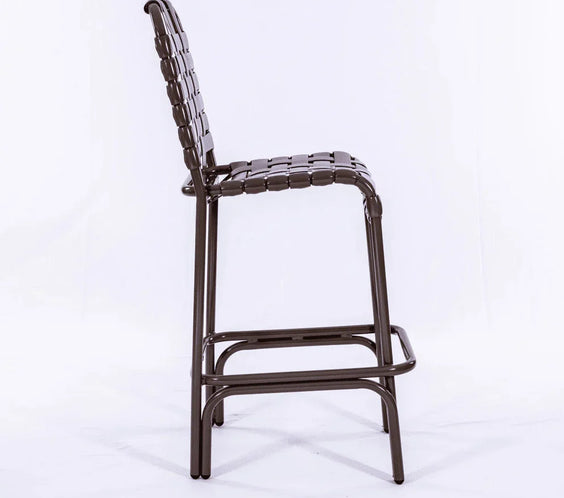 Basket Weave - Vinyl Strap Aluminum Pool Bar Stool Chair