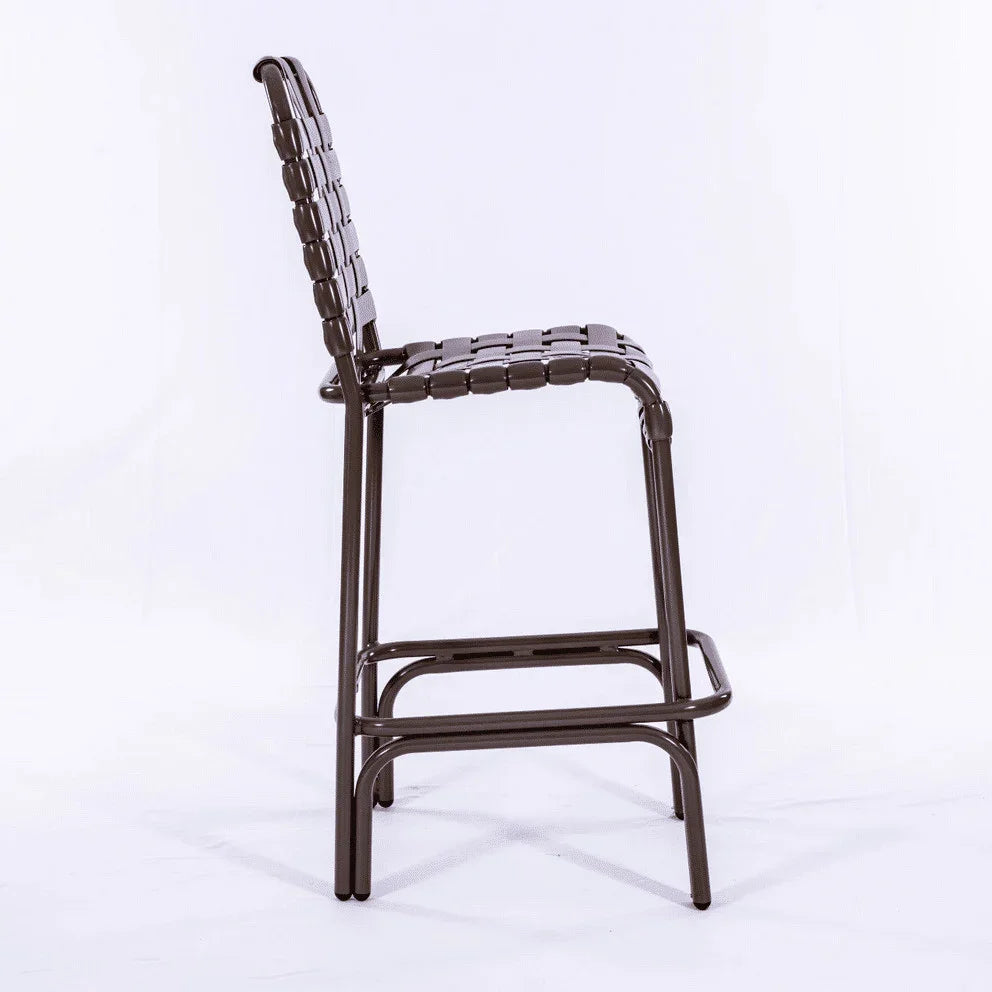 Basket Weave - Vinyl Strap Aluminum Pool Bar Stool Chair