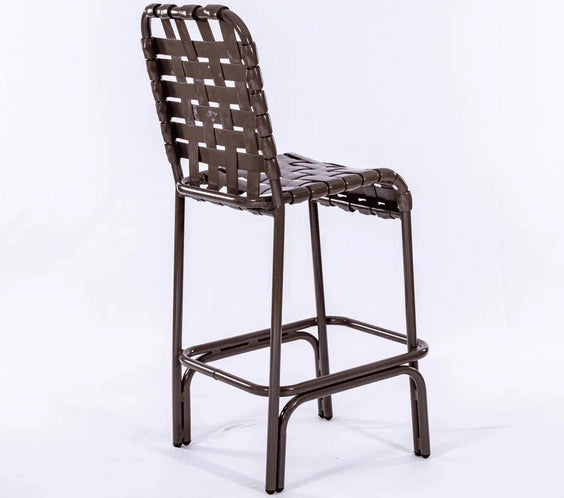 Basket Weave - Vinyl Strap Aluminum Pool Bar Stool Chair