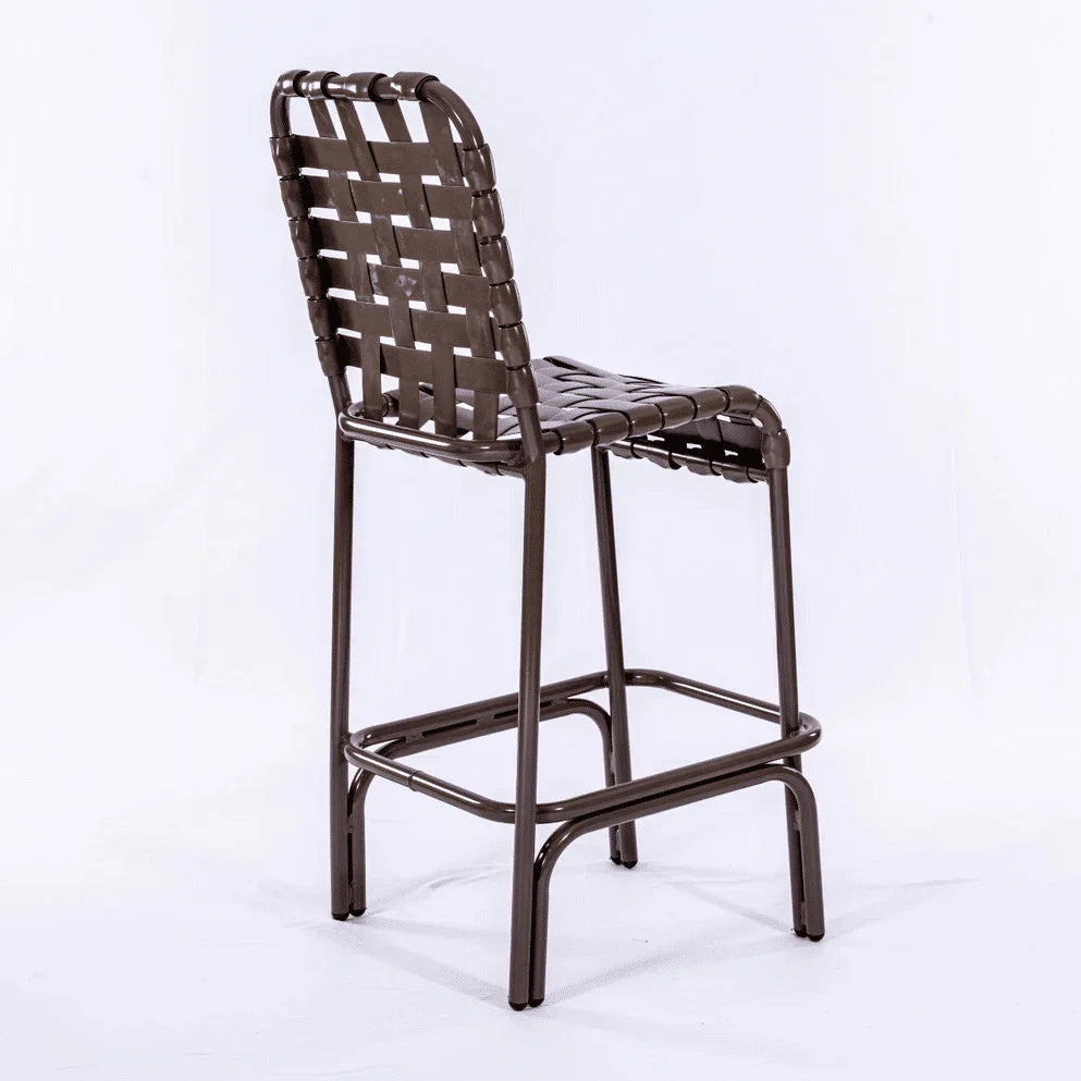 Basket Weave - Vinyl Strap Aluminum Pool Bar Stool Chair