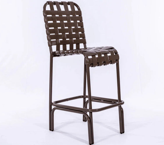Basket Weave - Vinyl Strap Aluminum Pool Bar Stool Chair