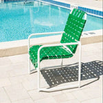 Basket Weave Vinyl Strap Commercial Pool Dining Chair – Sled Base - Outdoorsiness